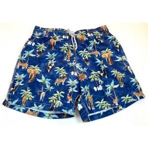 Swim Trunks Sorts Michael's NWT Blue Animal/Jungle Print L